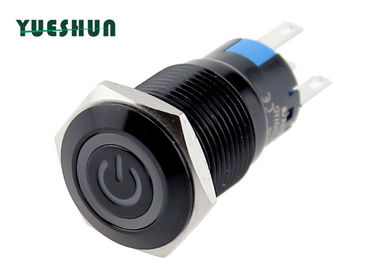 16mm schwarze Aluminiumdrucktastenschalter-Winkel-Augen-Energie Ring Symbol LED