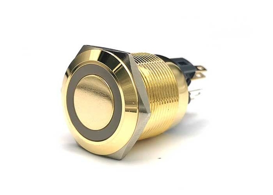 Nickel überzog Messing-22mm Antivandalen-Drucktastenschalter mit Energie-Symbol Ring Led