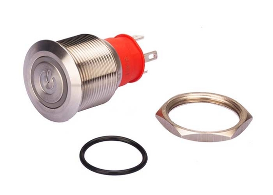 Hohe gegenwärtige 22mm Platten-Berg-Drucktastenschalter-verriegelnde flache runde Momentanfarbe